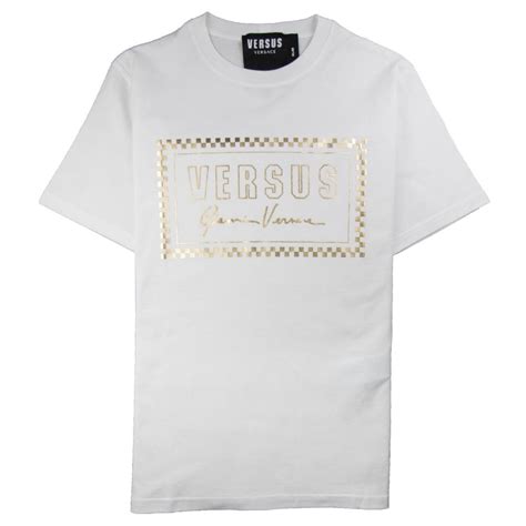 white and gold versace t shirt|versace t shirt women.